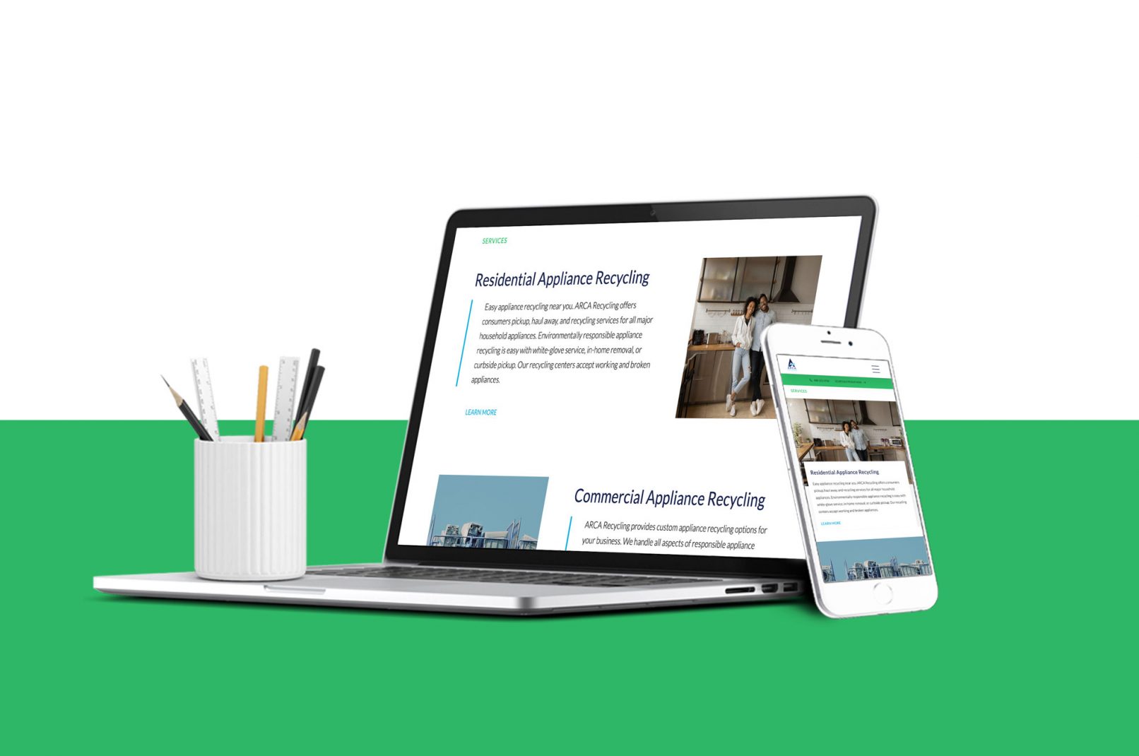 laptop mobile views of interior of homepage