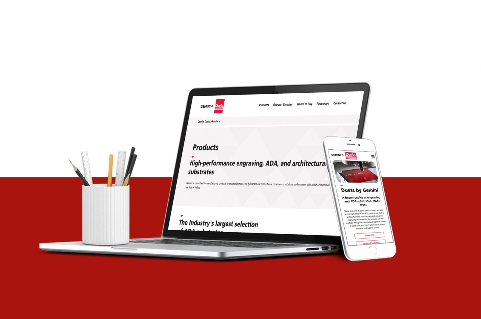 products page and mobile home mockup