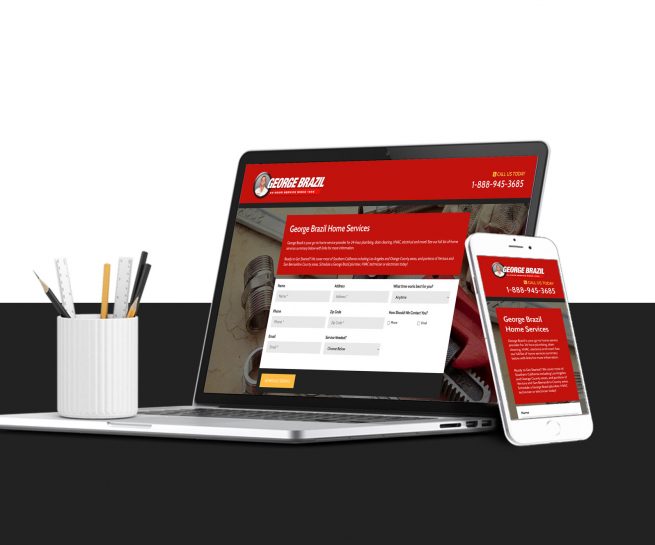 laptop and mobile view of george brazil landing page